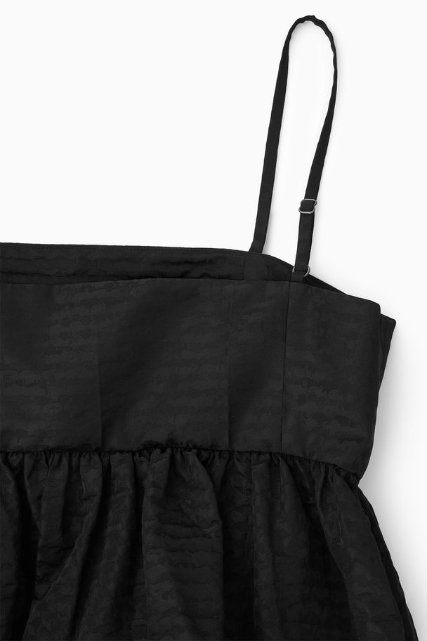 COS Voluminous Textured Midi Dress Black