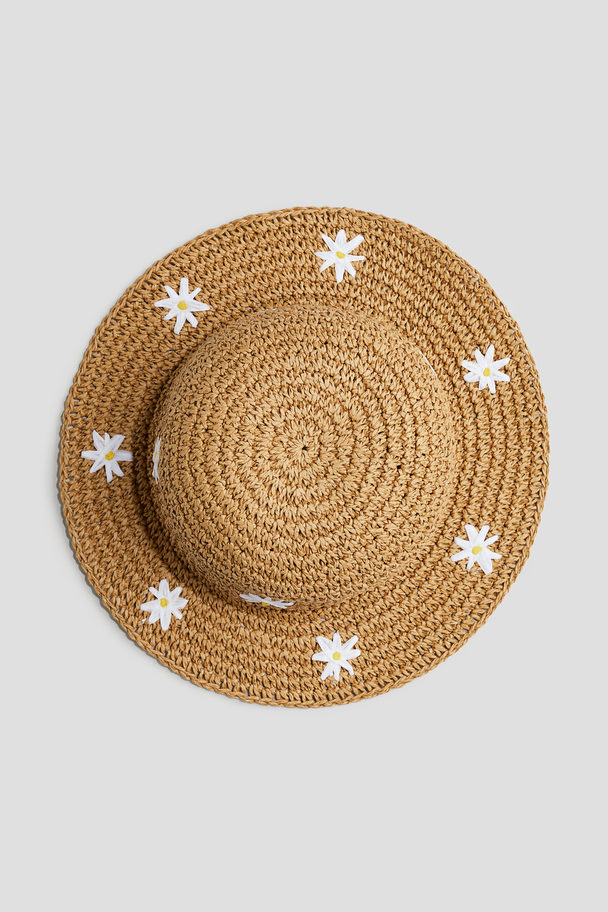 H&M Straw Hat Brown/daisies