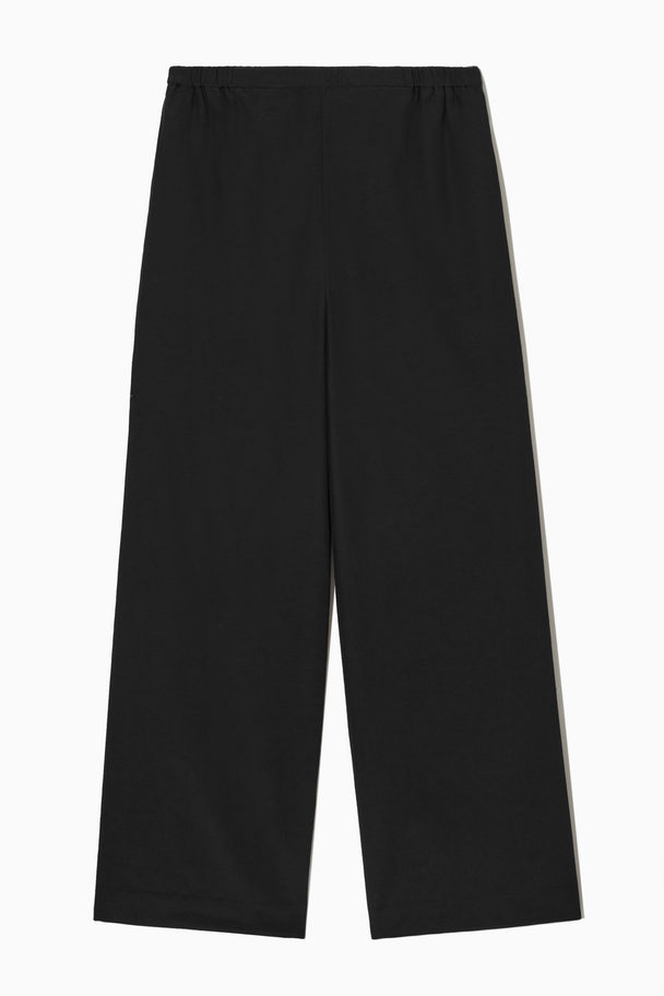 COS Wide-leg Silk-blend Trousers Black