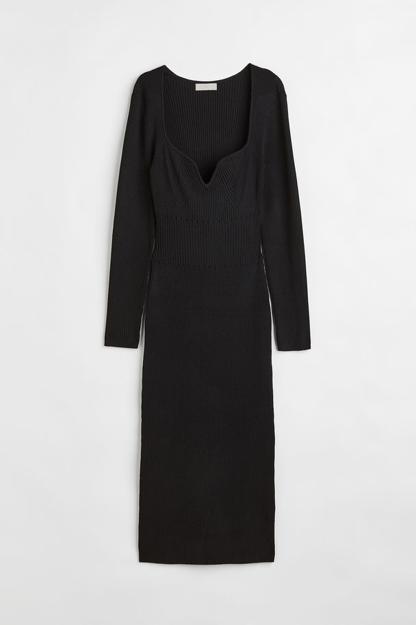 H&M Rib-knit Dress Black