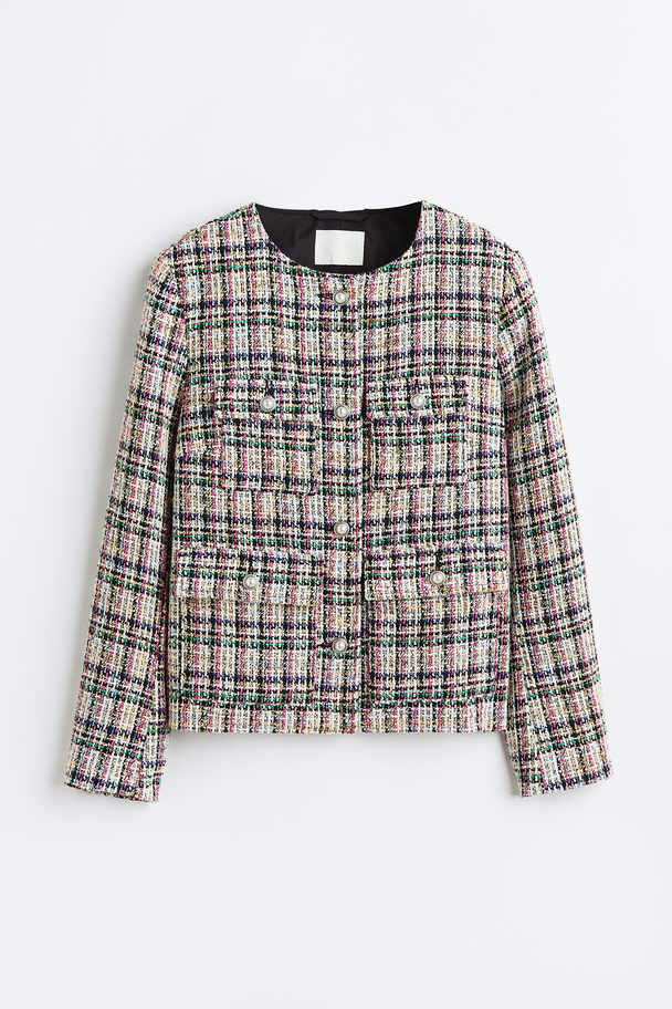 H&M Textured-weave Jacket Black/checked