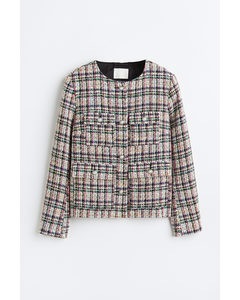 Textured-weave Jacket Black/checked