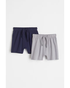 2-pack Cotton Shorts Dark Blue/grey