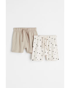 2-pack Cotton Shorts Cream/spotted