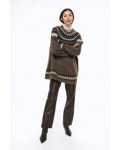 Mohair-blend Jacquard-knit Jumper Brown/patterned