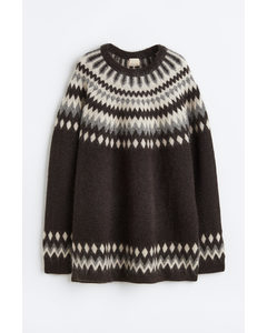 Mohair-blend Jacquard-knit Jumper Dark Grey/patterned