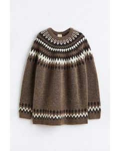 Mohair-blend Jacquard-knit Jumper Brown/patterned