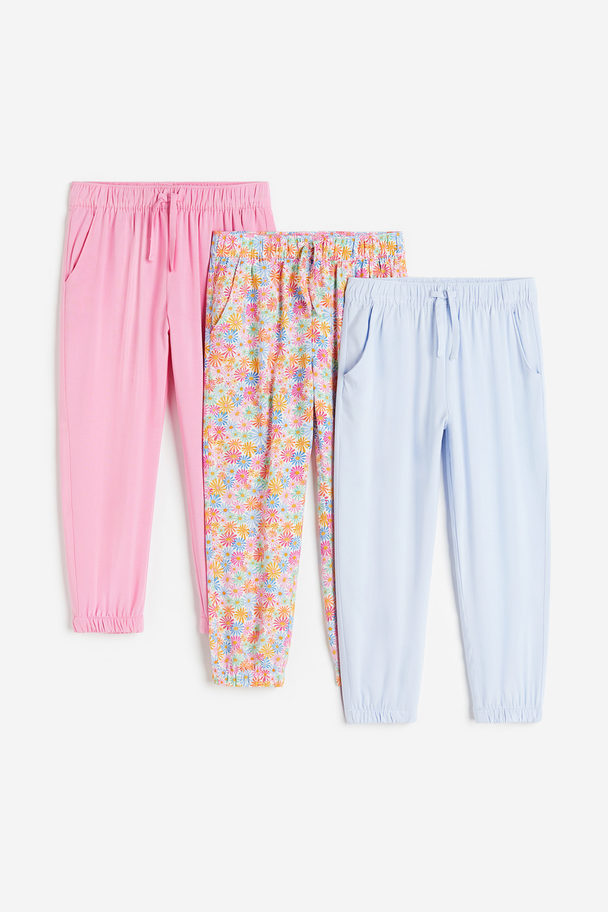 H&M 3-pack Joggers Light Pink/floral