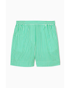 Elasticated High-waisted Shorts Bright Green / White / Striped
