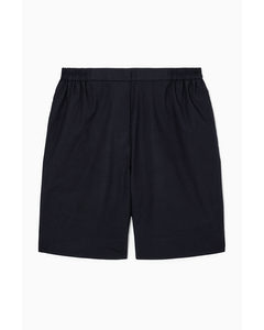 Elasticated High-waisted Shorts Dark Navy