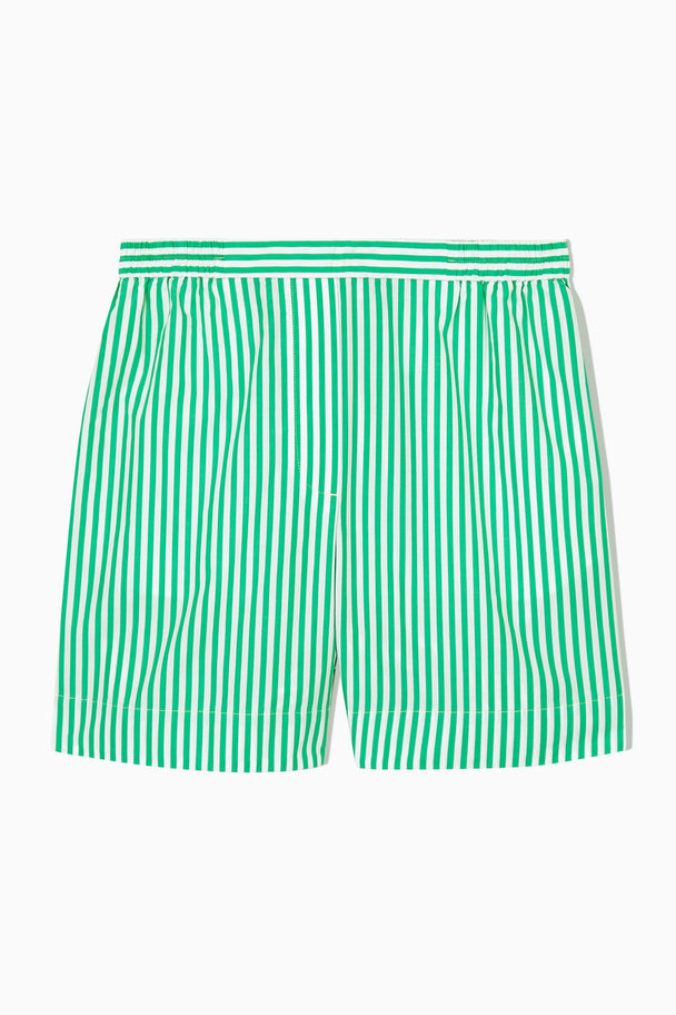 COS Elasticated High-waisted Shorts Bright Green / White / Striped
