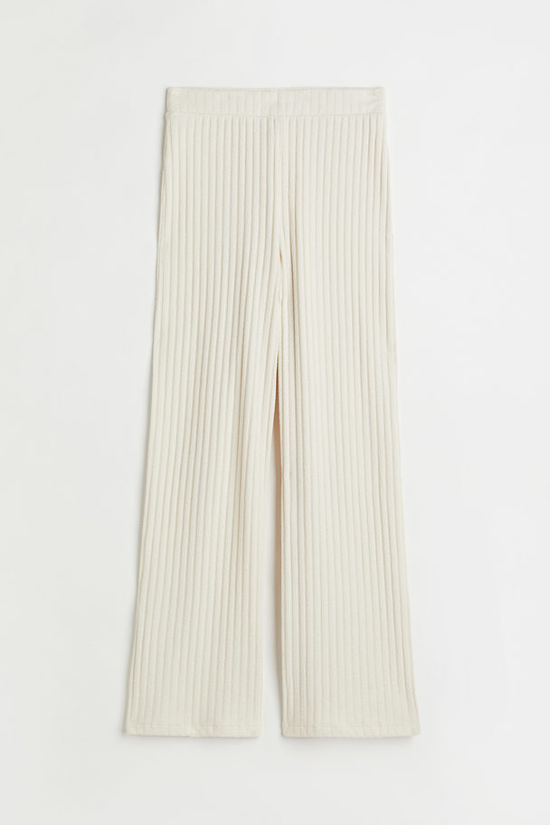H&M Ribbed Jersey Trousers White