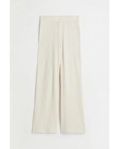Ribbed Jersey Trousers White