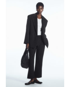 High-waisted Pintucked Trousers Black