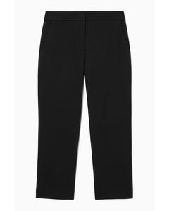 High-waisted Pintucked Trousers Black