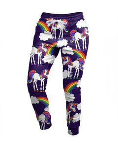 Mr. Gugu & Miss Go Rainbow Unicorns Unisex Sweatpants Cartoon Purple