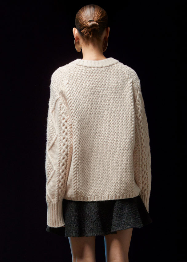 & Other Stories Cable Knit Jumper Cream
