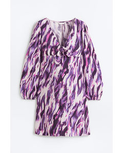 Mama Tie-detail Dress Purple/patterned