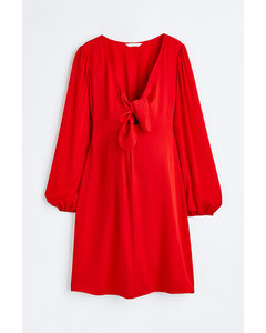 Mama Tie-detail Dress Red