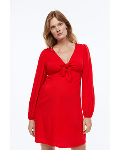 Mama Tie-detail Dress Red