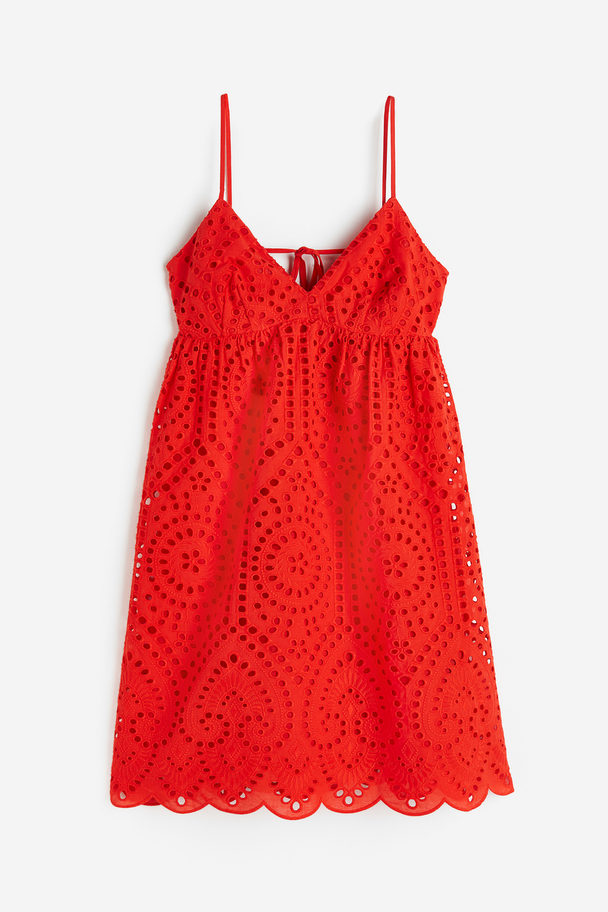 H&M Kleid mit Broderie Anglaise Rot