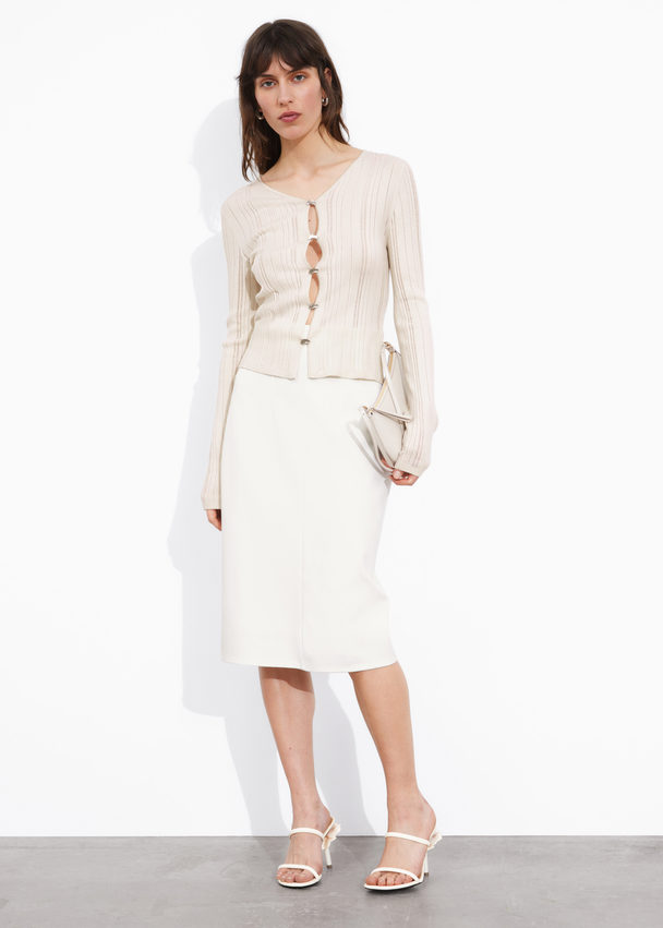& Other Stories Tailored Pencil Midi Skirt White