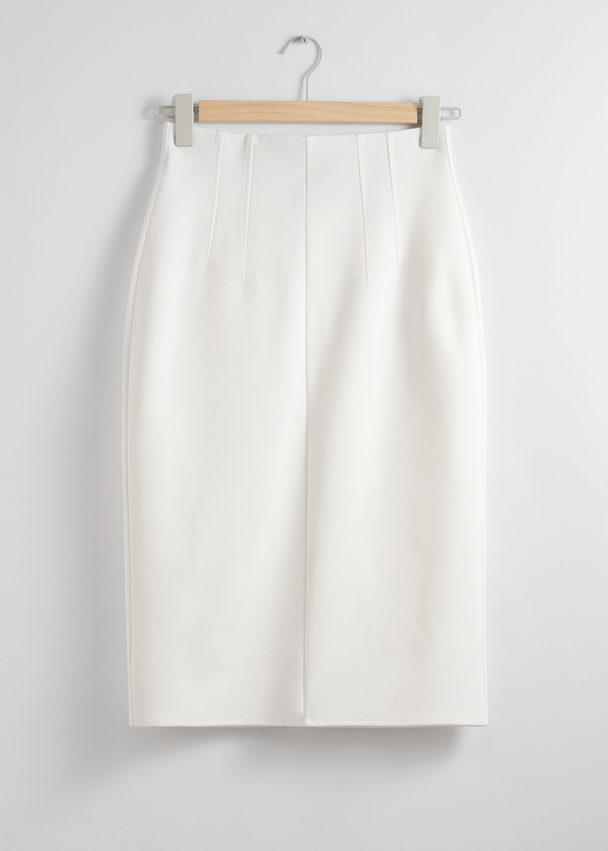 & Other Stories Tailored Pencil Midi Skirt White
