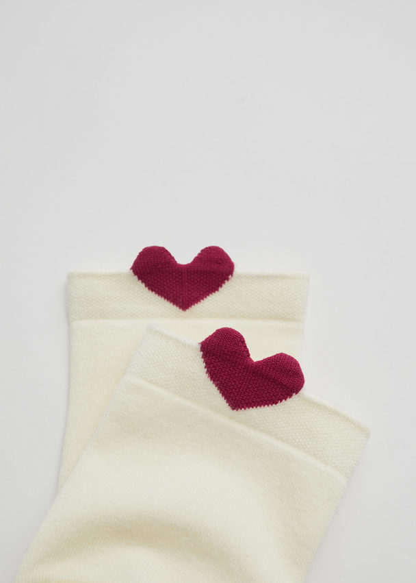 & Other Stories Heart Socks Cream