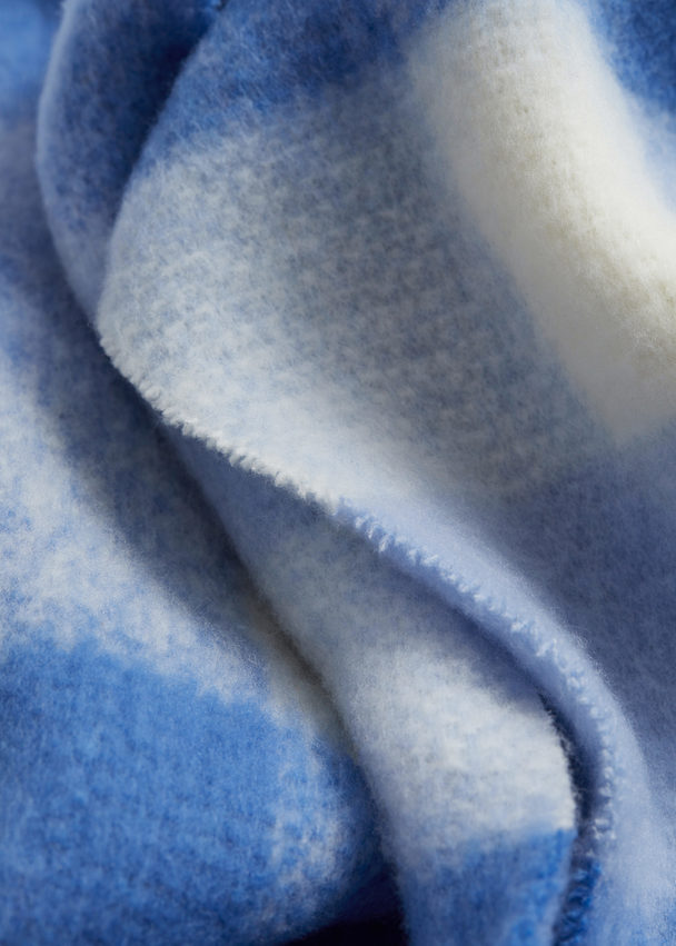 & Other Stories Checked Wool-blend Scarf Blue