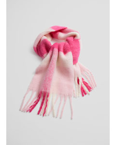 Checked Wool-blend Scarf Pink