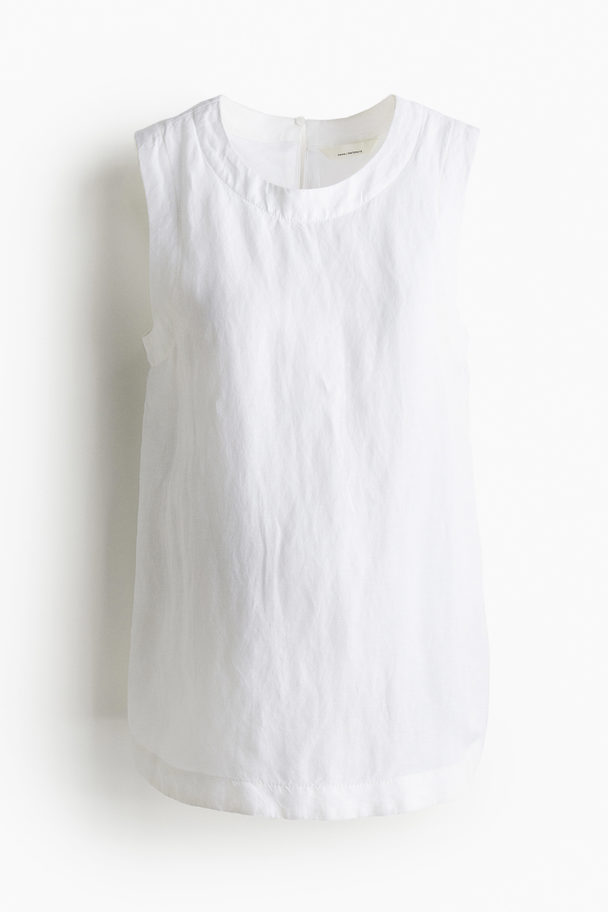 H&M Mama Linen-blend Nursing Top White