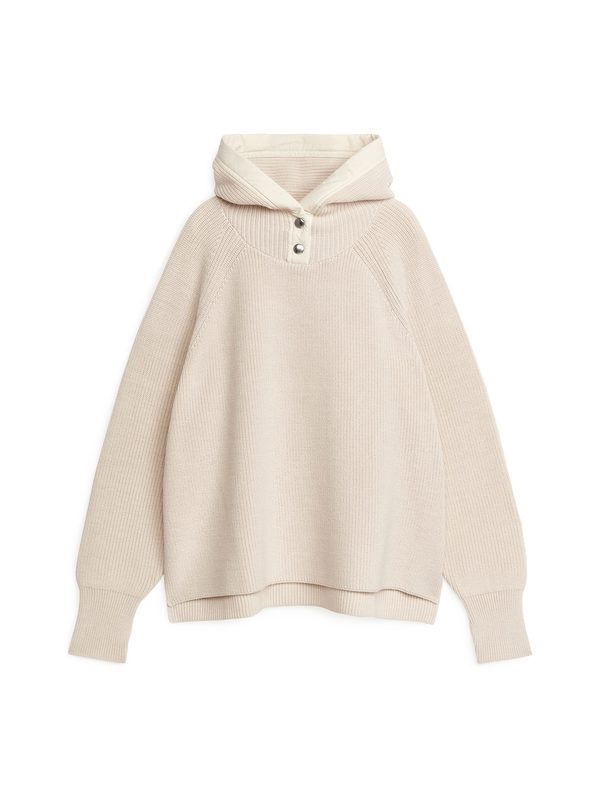 Arket Hooded Wool Cotton Jumper Off White