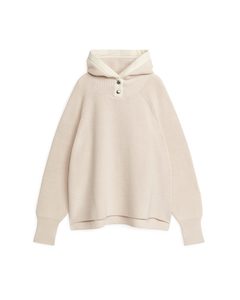 Hooded Wool Cotton Jumper Off White
