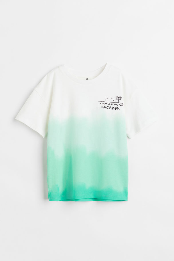 H&M Printed T-shirt Turquoise/vacaaay
