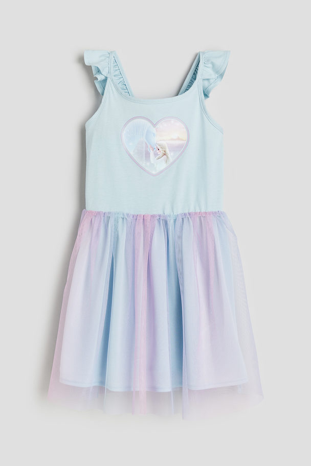 H&M Tulle-skirt Dress Light Turquoise/frozen