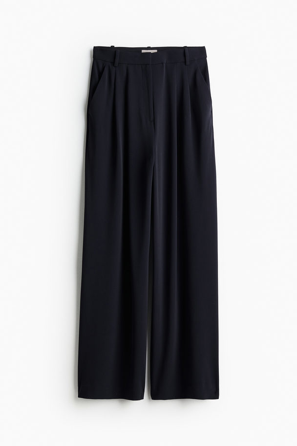 H&M Wide Trousers Navy Blue