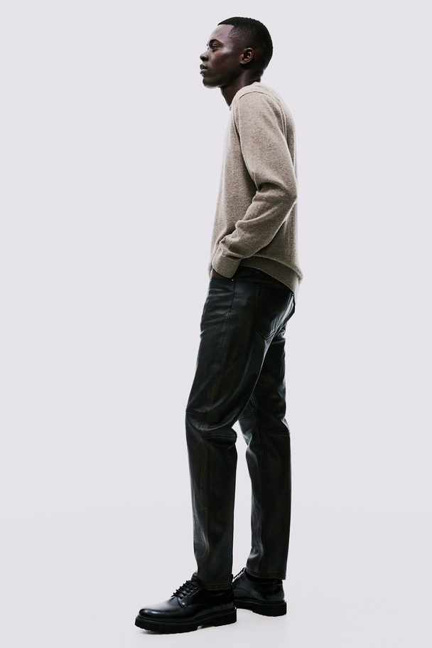 H&M Regular Fit Merino Wool-blend Jumper Dark Beige Marl