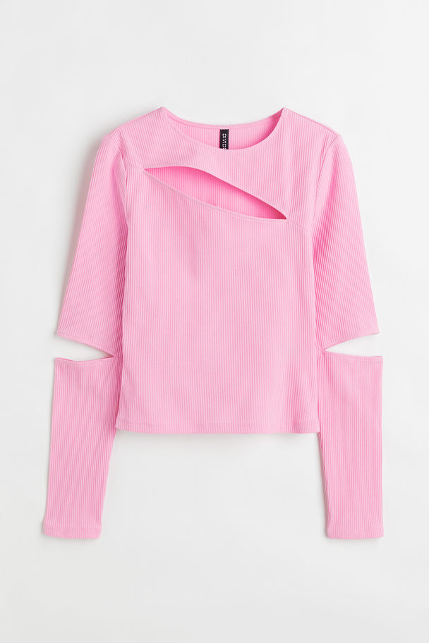 H&M Ribbed Cut-out Top Light Pink
