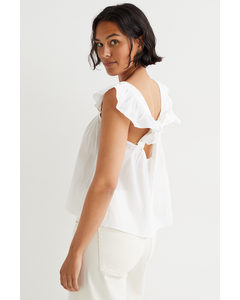 Flounce-trimmed Top White