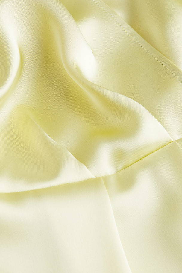 H&M Satin Wrap Dress Light Yellow