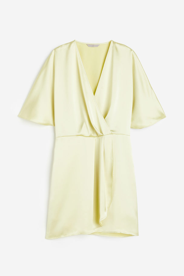 H&M Satin Wrap Dress Light Yellow