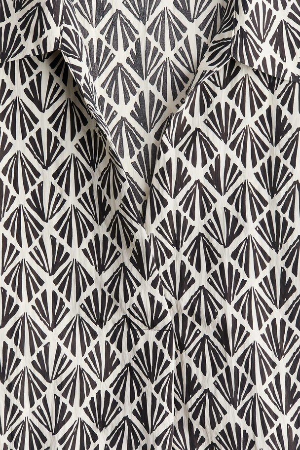 H&M Tie-detail Blouse Black/patterned