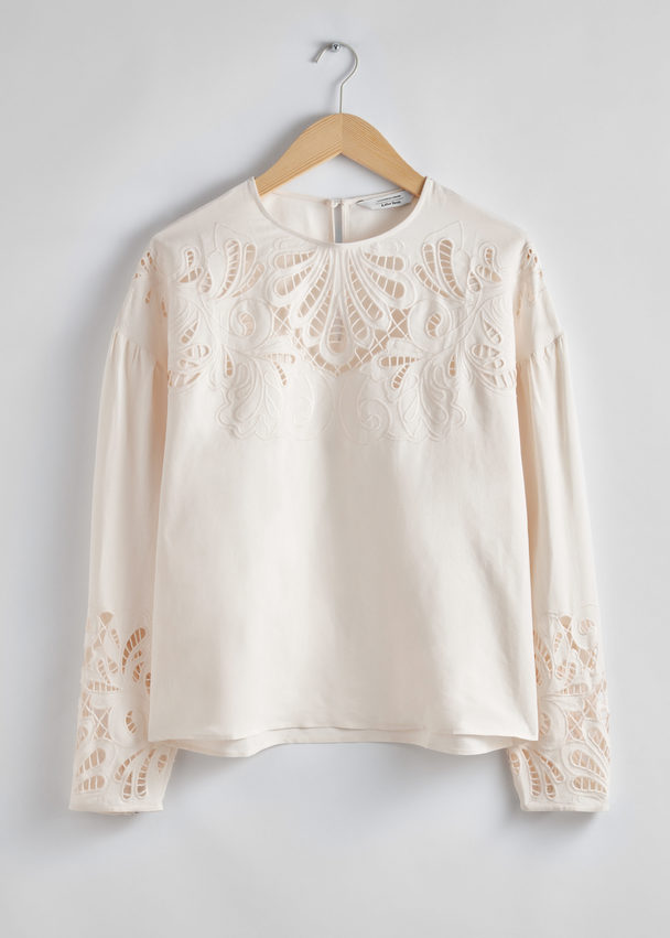 & Other Stories Blus Med Broderie Anglaise Vit