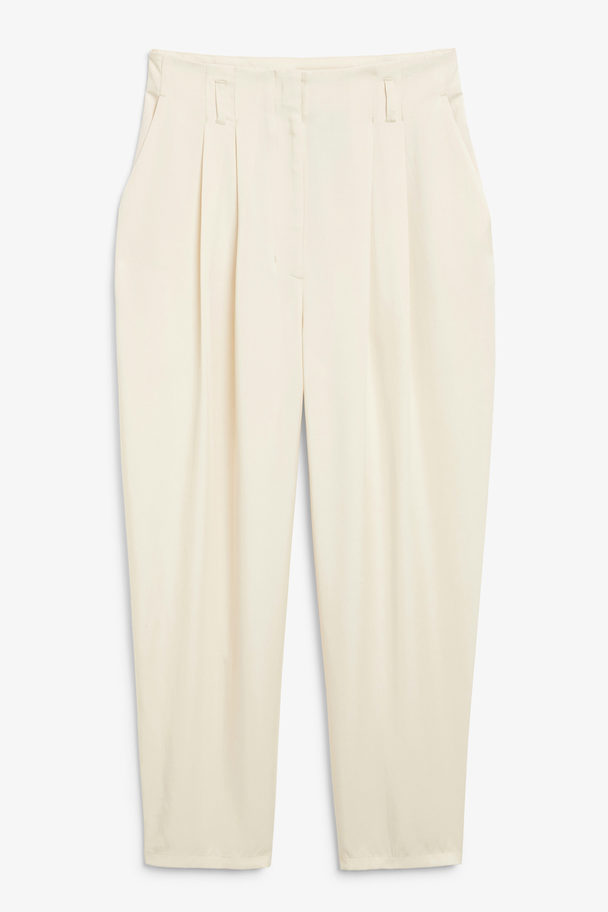 Monki Paperbag Style Trousers Cream