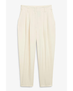 Paperbag Style Trousers Cream