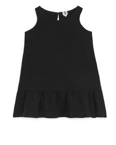 Sleeveless Cotton Muslin Dress Black