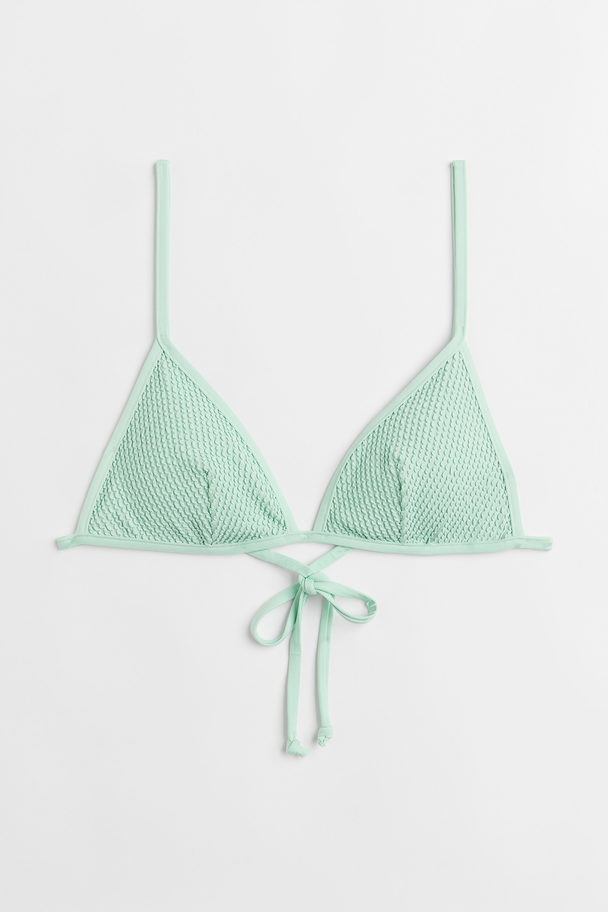 H&M Geripptes Triangel-Bikinitop Mintgrün