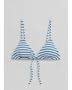 Triangel-Bikinitop zum Binden Blau/Weißgelb