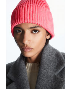 Ribbed Beanie Hat Bright Pink