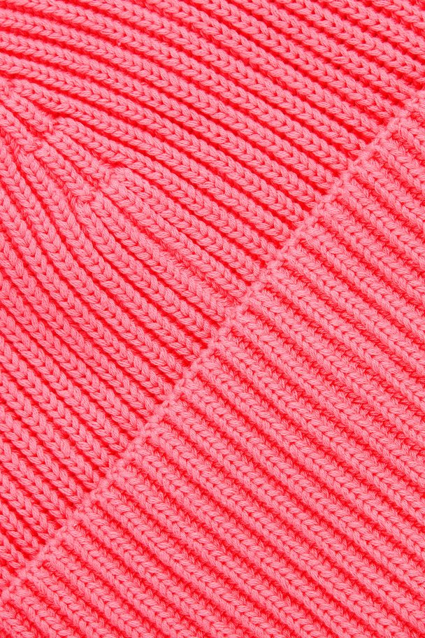 COS Ribbed Beanie Hat Bright Pink